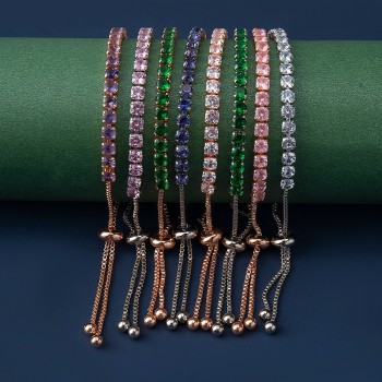 Cubic Zirconia Tennis Bracelets Iced Out Chain Crystal Wedding Bracelet For Women Men Gold Silver Color Bracelet